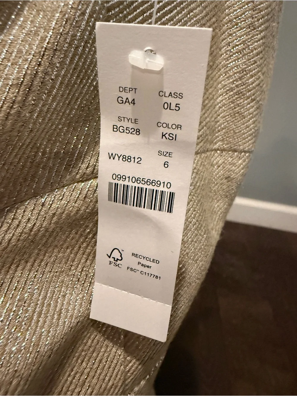 J. Crew Metallic Gold Midi Dress with Spaghetti Straps and Tie Back - Sz 6 NWT